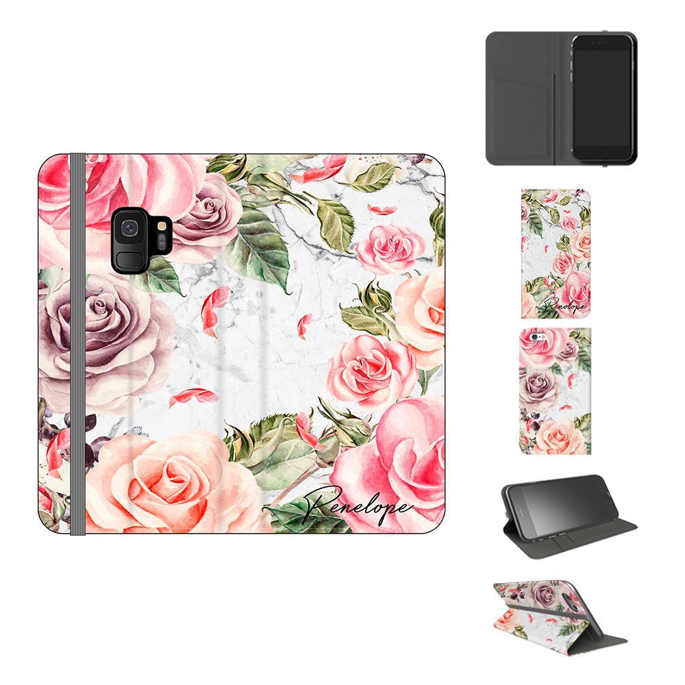 Personalised Watercolor Floral Initials Samsung Galaxy S9 Case