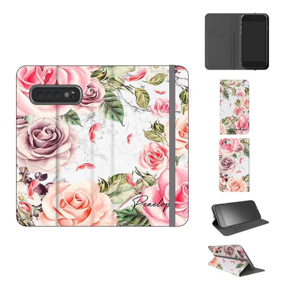 Personalised Watercolor Floral Initials Samsung Galaxy S10e Case