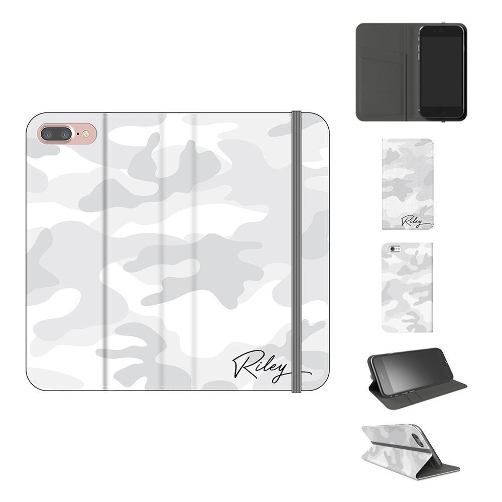 Personalised White Camouflage Initials iPhone SE Case
