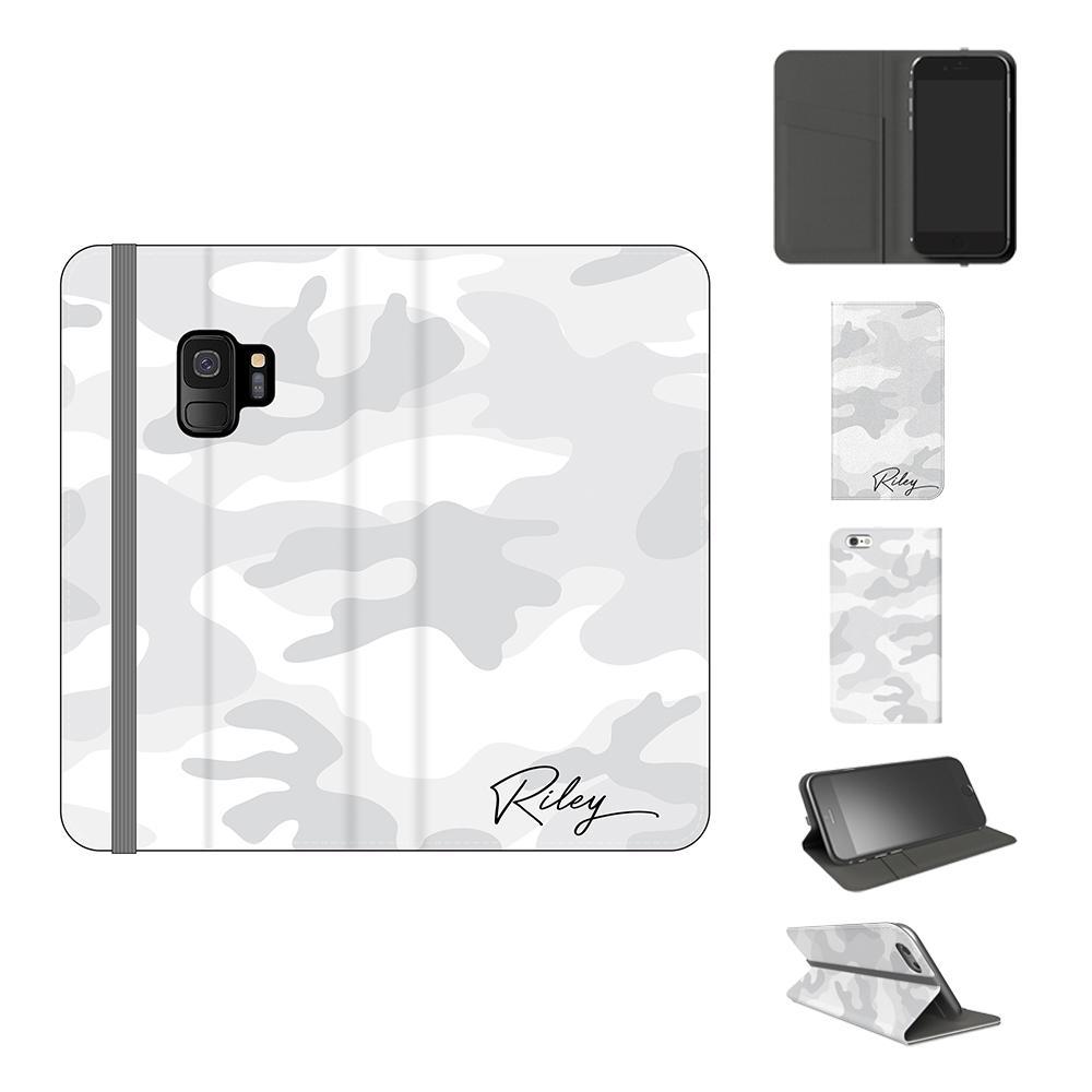 Personalised White Camouflage Initials Samsung Galaxy S9 Case