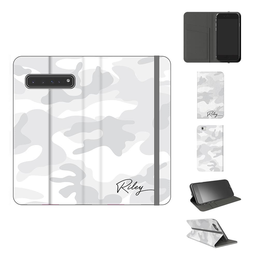 Personalised White Camouflage Initials Samsung Galaxy S10 5G Case