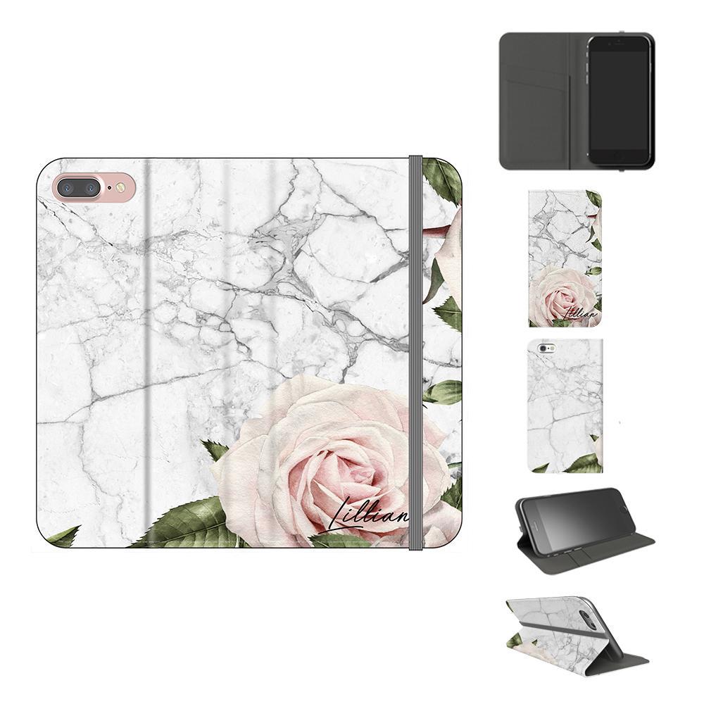 Personalised White Floral Marble Initials iPhone 8 Plus Case