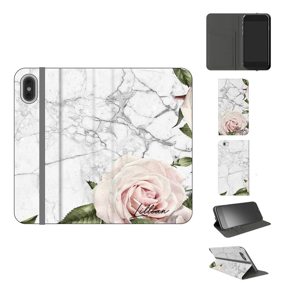 Personalised White Floral Marble Initials iPhone XS Max Case