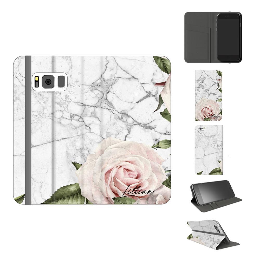 Personalised White Floral Marble Initials Samsung Galaxy S8 Case