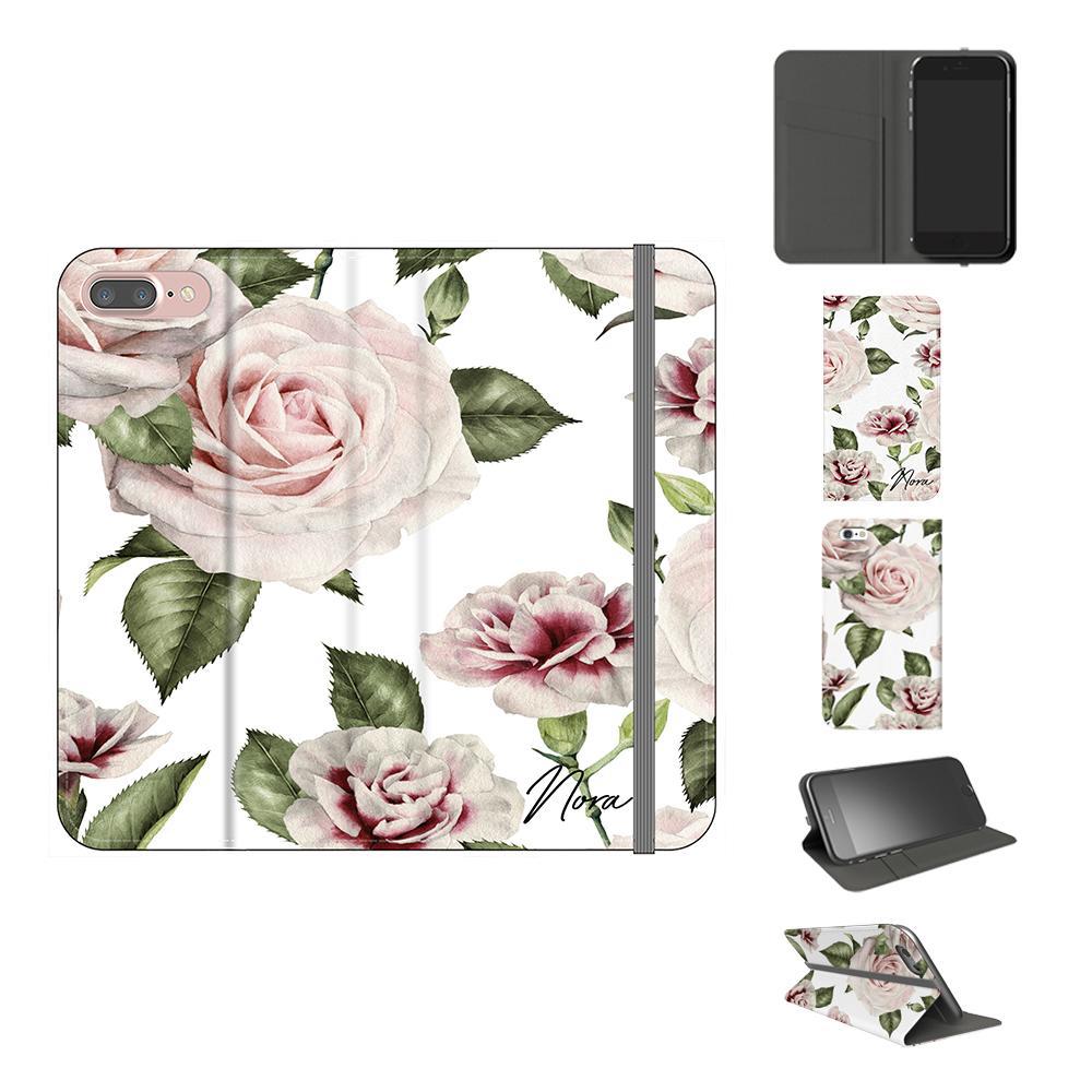 Personalised White Floral Rose Initials iPhone 7 Plus Case