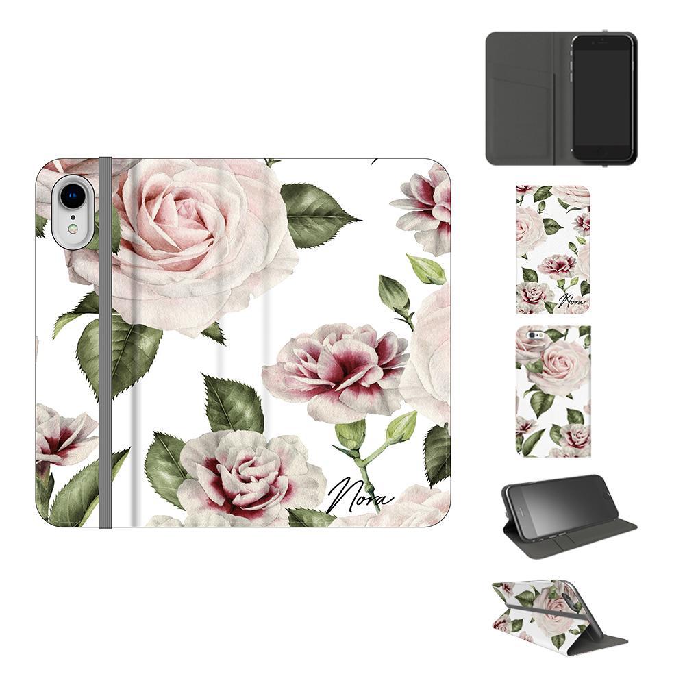Personalised White Floral Rose Initials iPhone XR Case