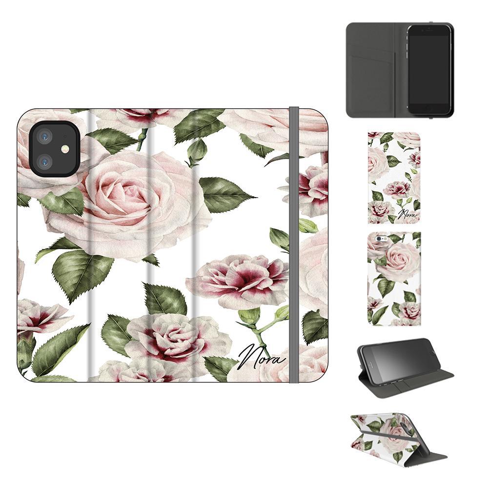 Personalised White Floral Rose Initials iPhone 12 Case