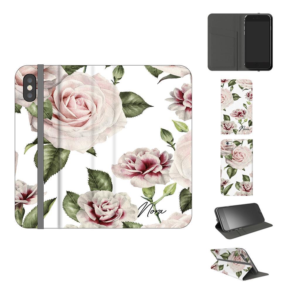 Personalised White Floral Rose Initials iPhone X Case