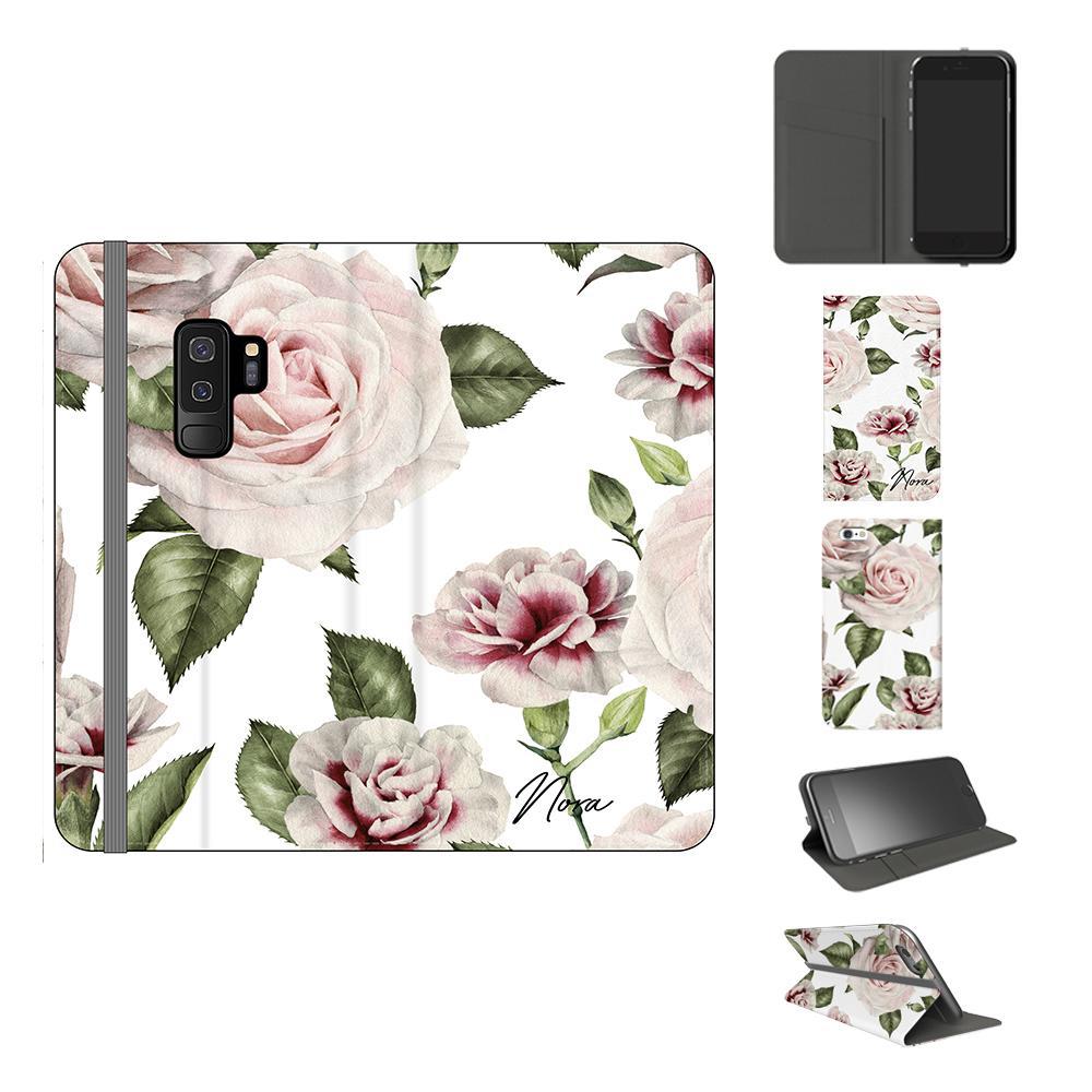 Personalised White Floral Rose Initials Samsung Galaxy S9 Plus Case