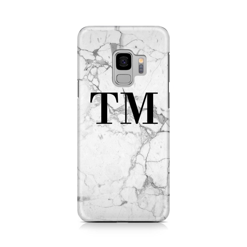 Personalised White Marble x Black Initials Samsung Galaxy S9 Case