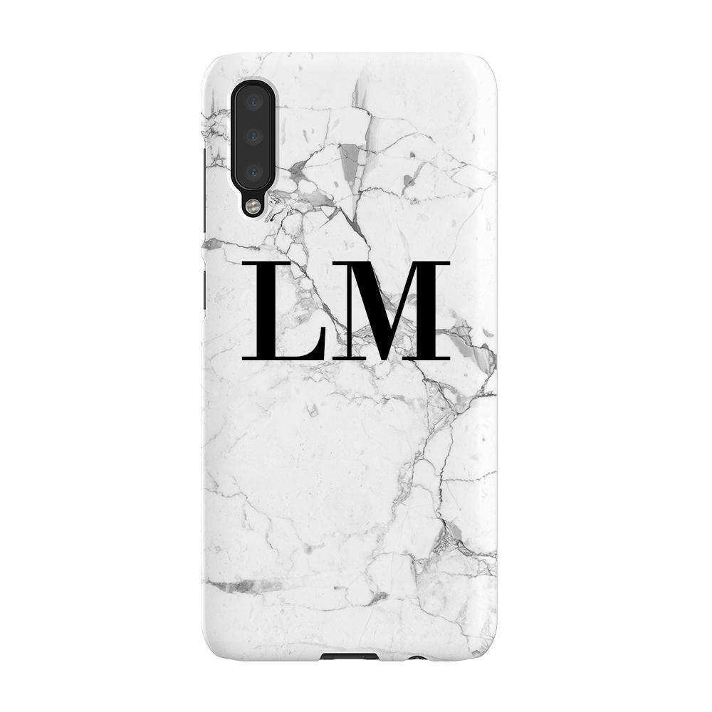 Personalised White Marble x Black Initials Samsung Galaxy A50 Case