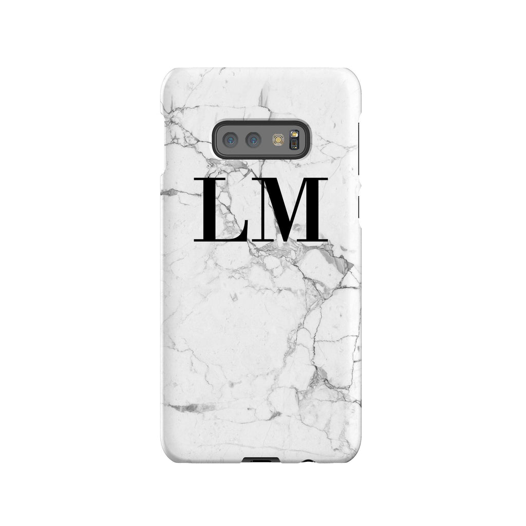 Personalised White Marble x Black Initials Samsung Galaxy S10e Case