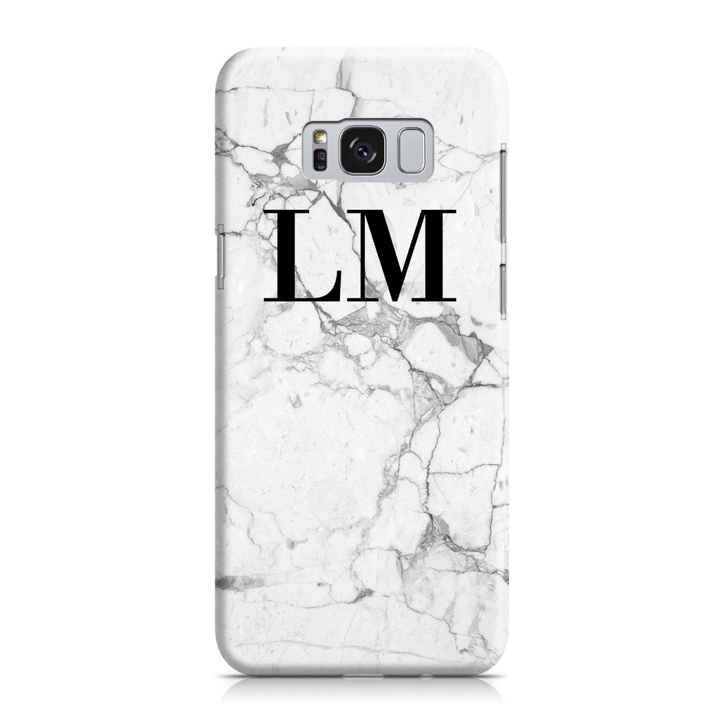 Personalised White Marble x Black Initials Samsung Galaxy S8 Case