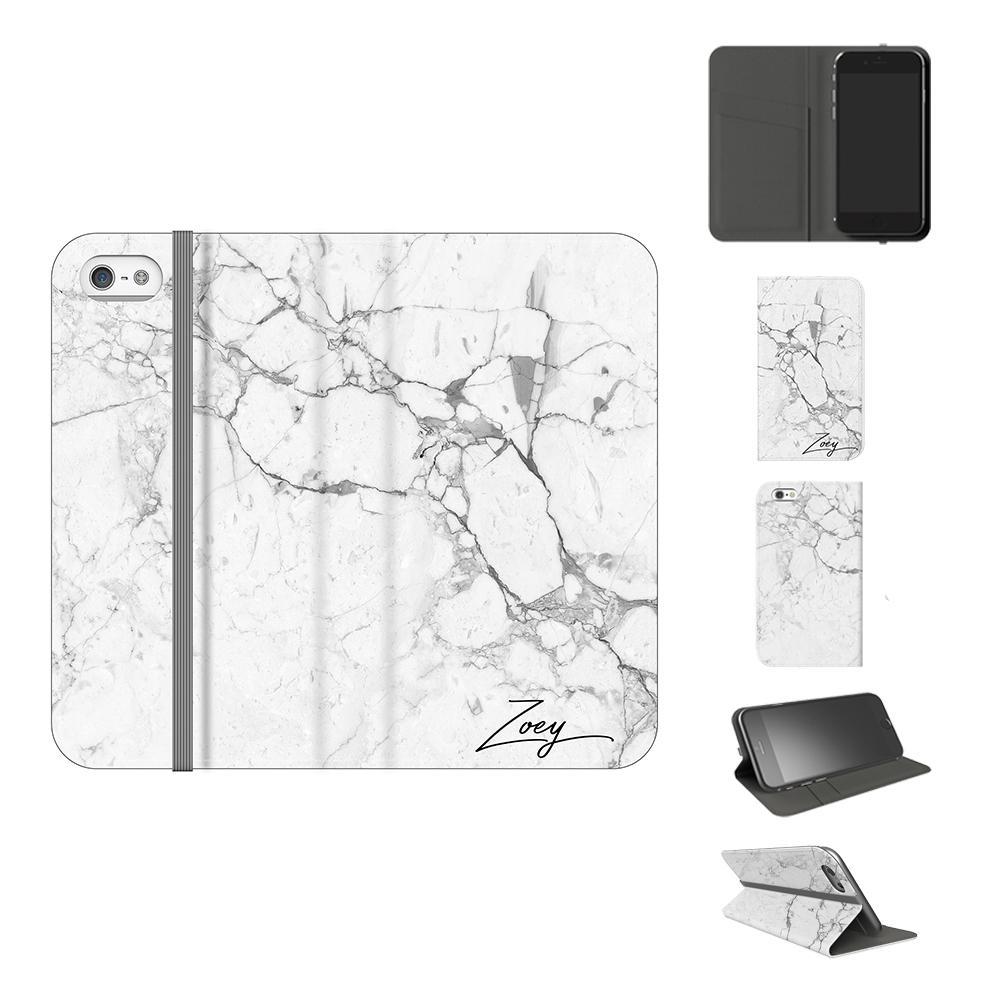 Personalised White Marble x Black Initials iPhone 5/5s/SE (2016) Case