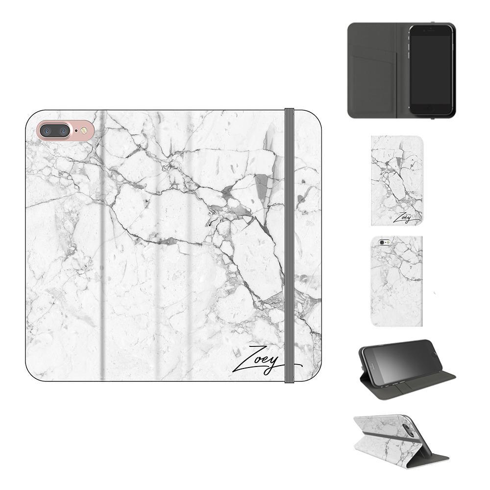 Personalised White Marble x Black Initials iPhone 7 Plus Case