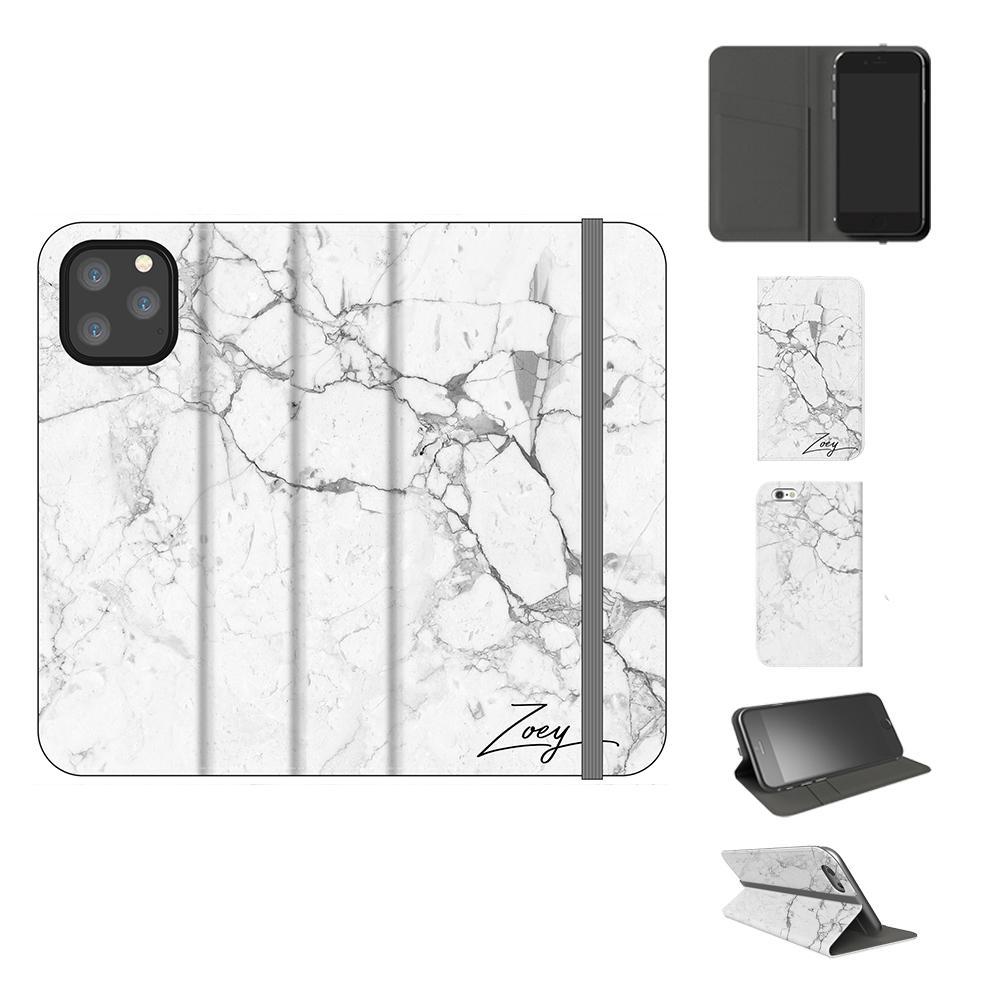 Personalised White Marble x Black Initials iPhone 11 Pro Max Case