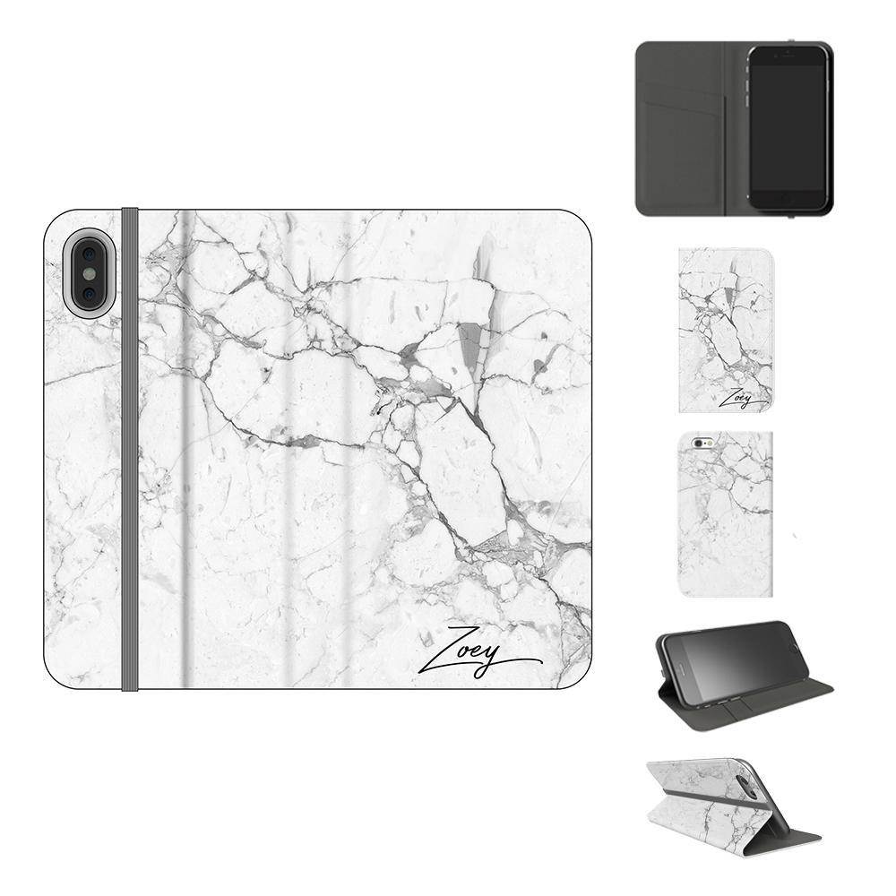 Personalised White Marble x Black Initials iPhone XS Max Case