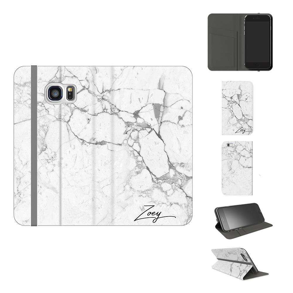 Personalised White Marble x Black Initials Samsung Galaxy S7 Case