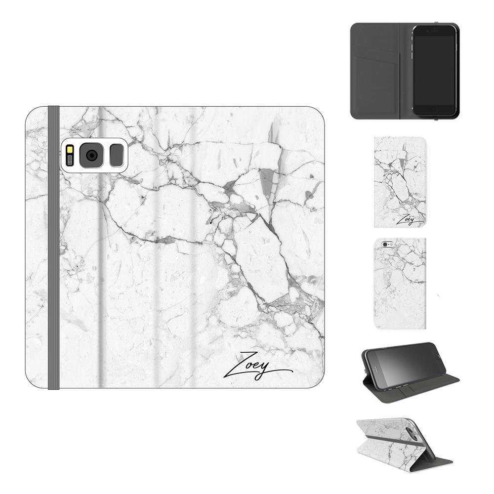 Personalised White Marble x Black Initials Samsung Galaxy S8 Case