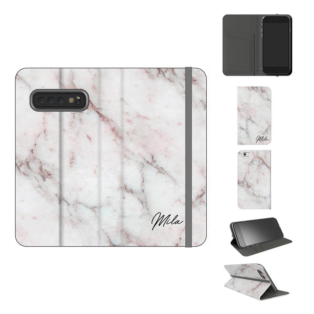 Personalised White Rosa Marble Initials Samsung Galaxy S10 Case