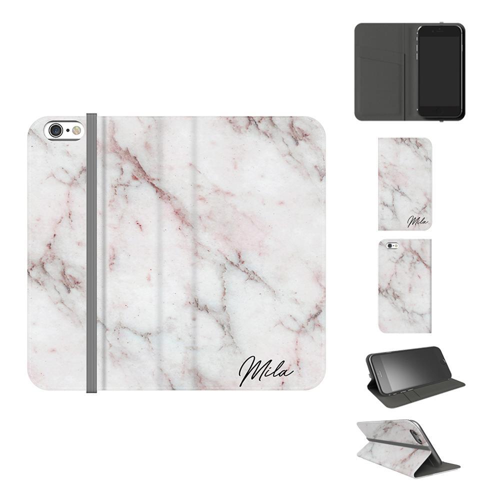 Personalised White Rosa Marble Initials iPhone 6/6s Case