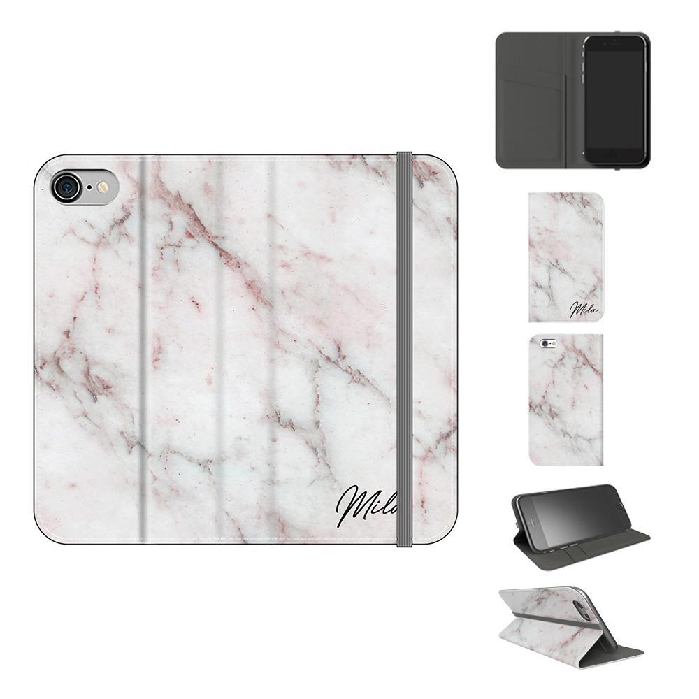 Personalised White Rosa Marble Initials iPhone SE Case