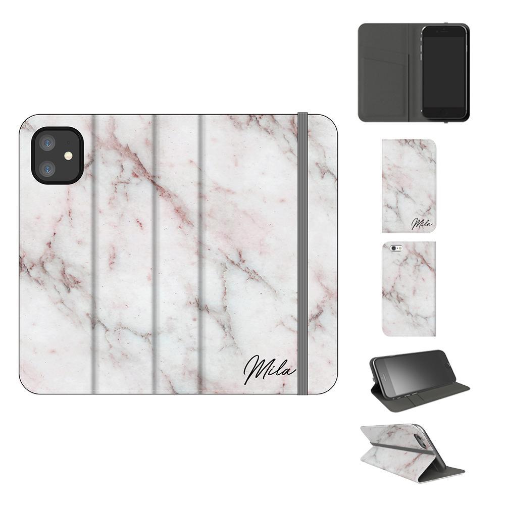 Personalised White Rosa Marble Initials iPhone 11 Case