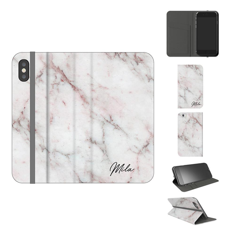 Personalised White Rosa Marble Initials iPhone X Case