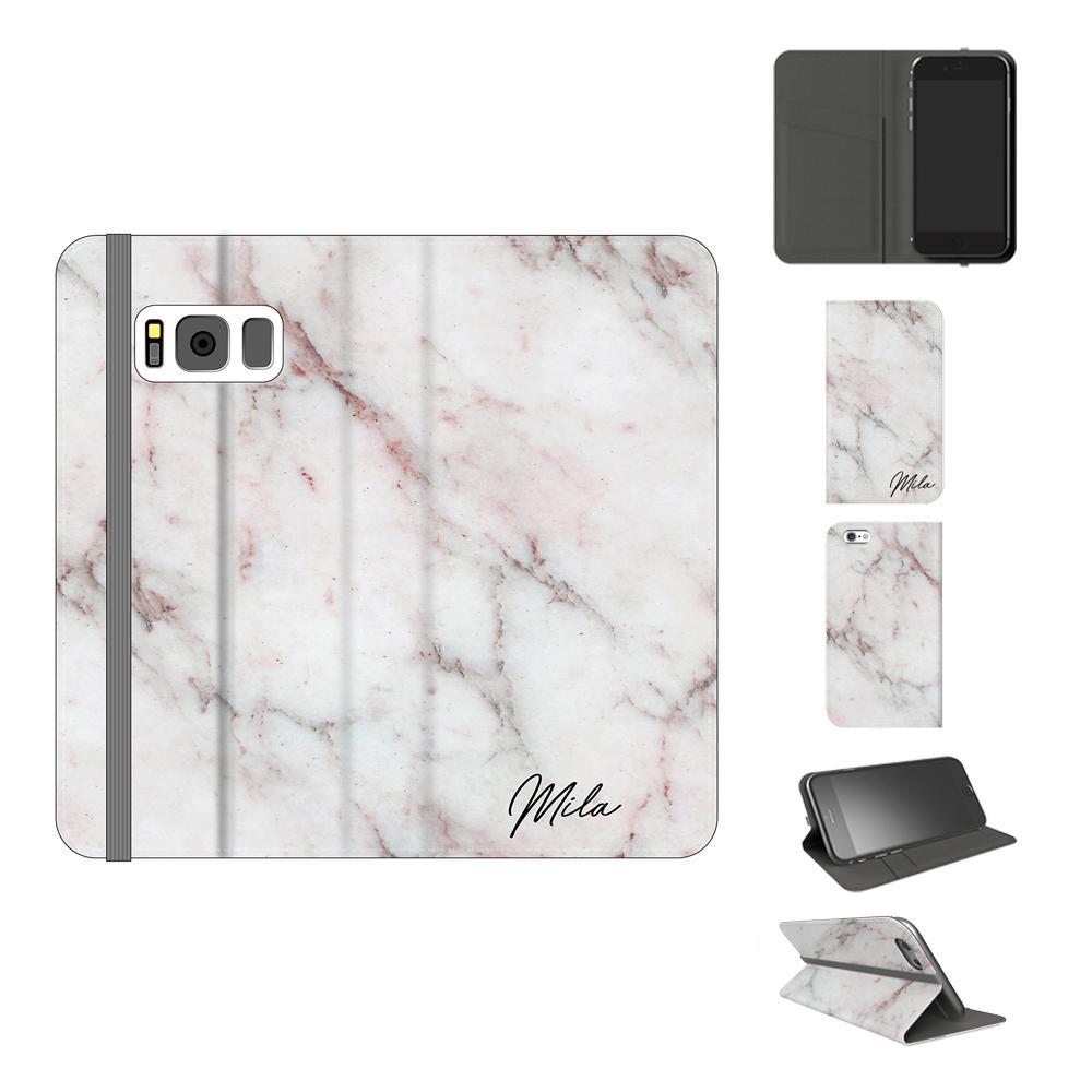 Personalised White Rosa Marble Initials Samsung Galaxy S9 Case