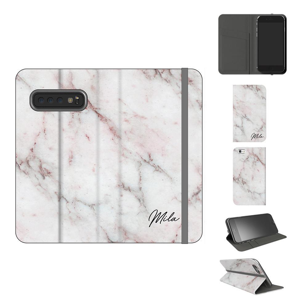 Personalised White Rosa Marble Initials Samsung Galaxy S10e Case