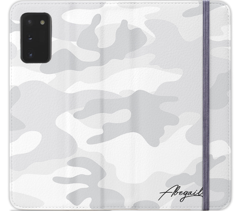 Personalised White Camouflage Initials Samsung Galaxy Note 20 Case