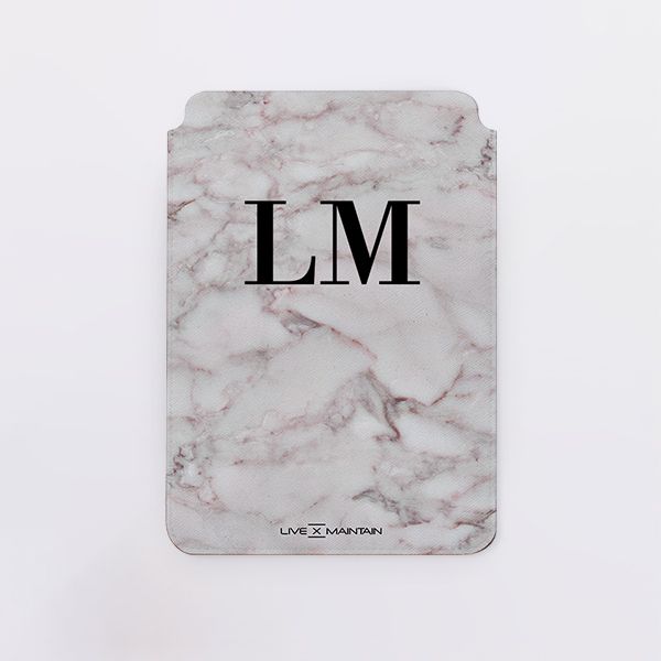 Personalised White Napoli Marble Initials Saffiano Leather Tablet/Laptop Sleeve