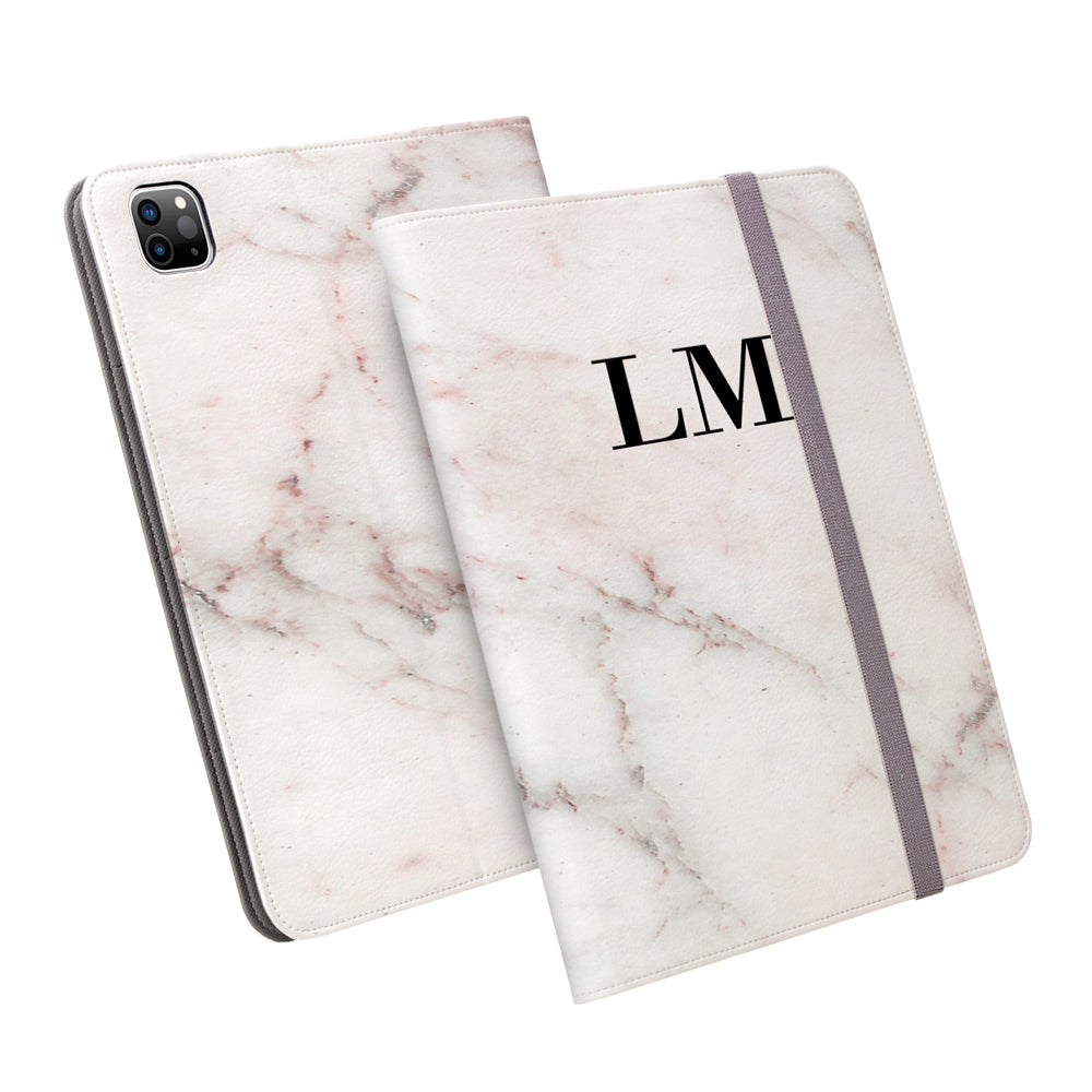 Personalised White Rosa Marble Initials iPad Pro Case
