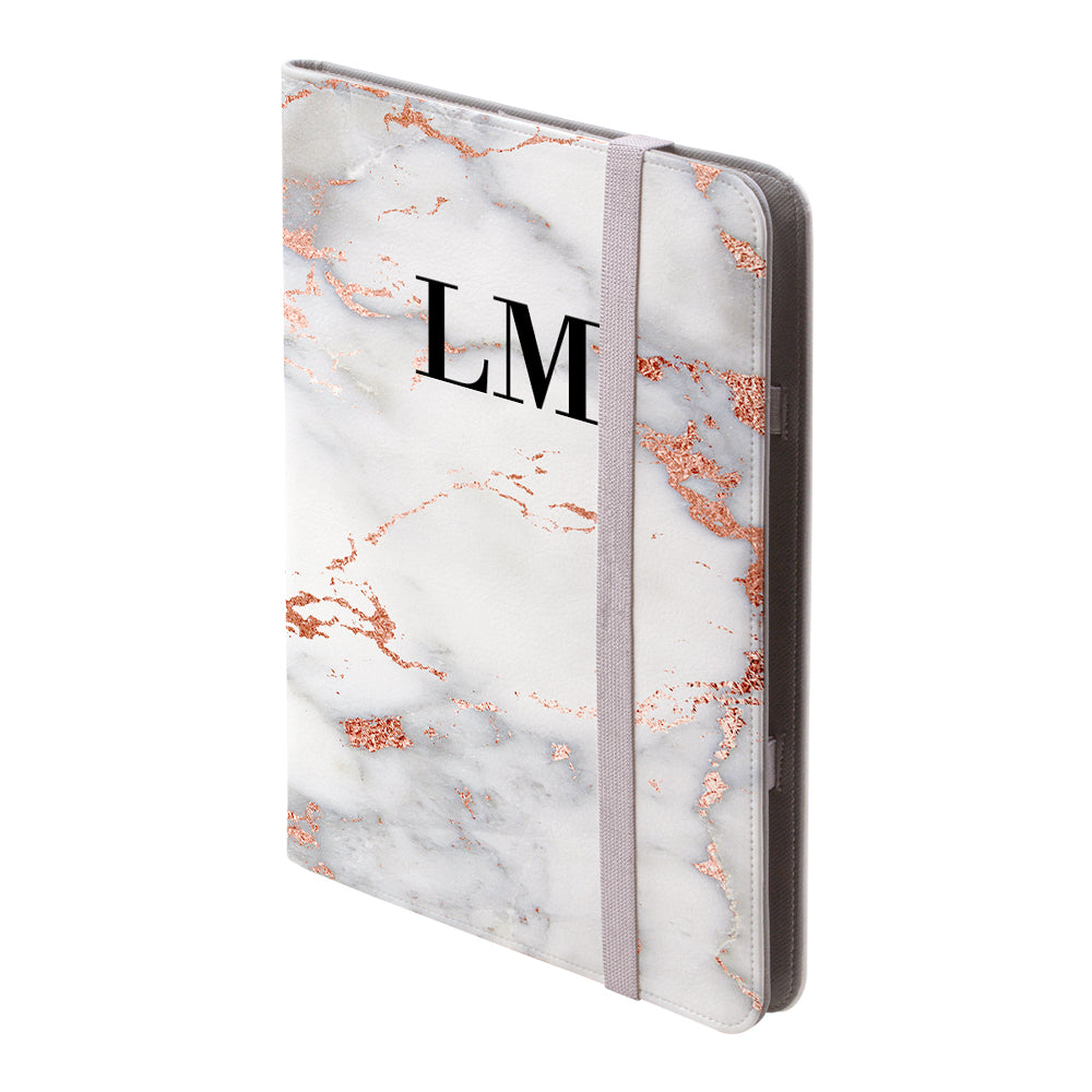 Personalised White x Rose Gold Marble Initials iPad Pro Case